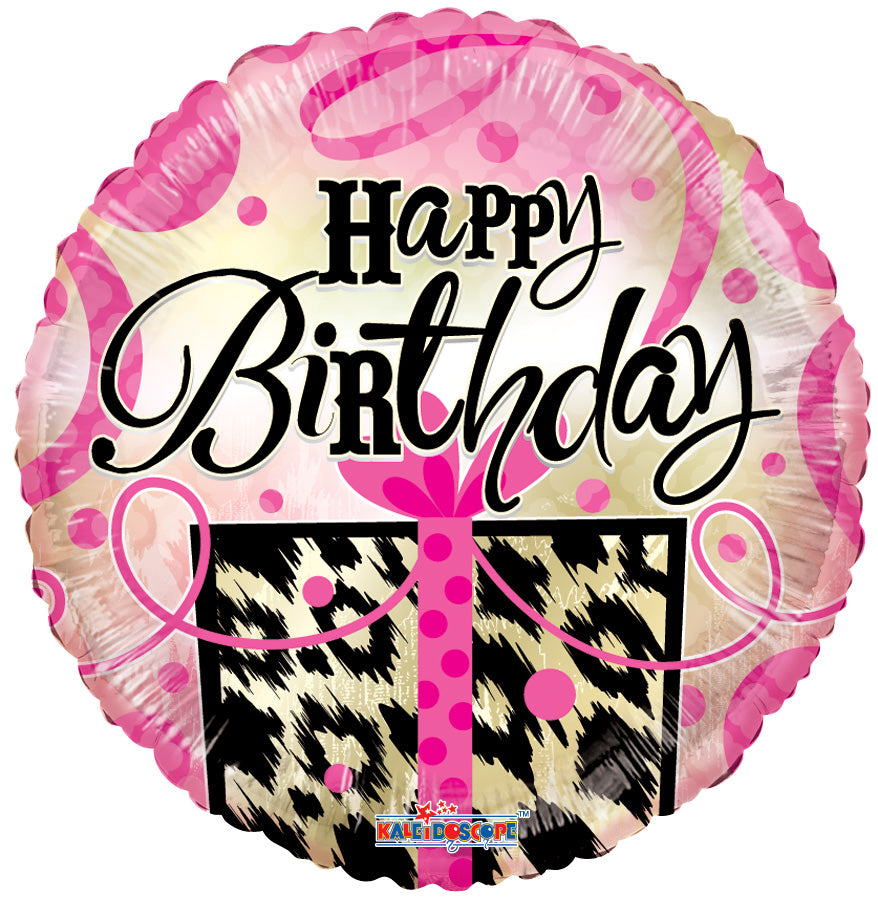 Sl Birthday Animal Print Present Balloon