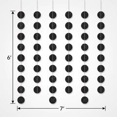 Black Glitter Polka Dot String Decorations - 7-Inch, 6-Pack