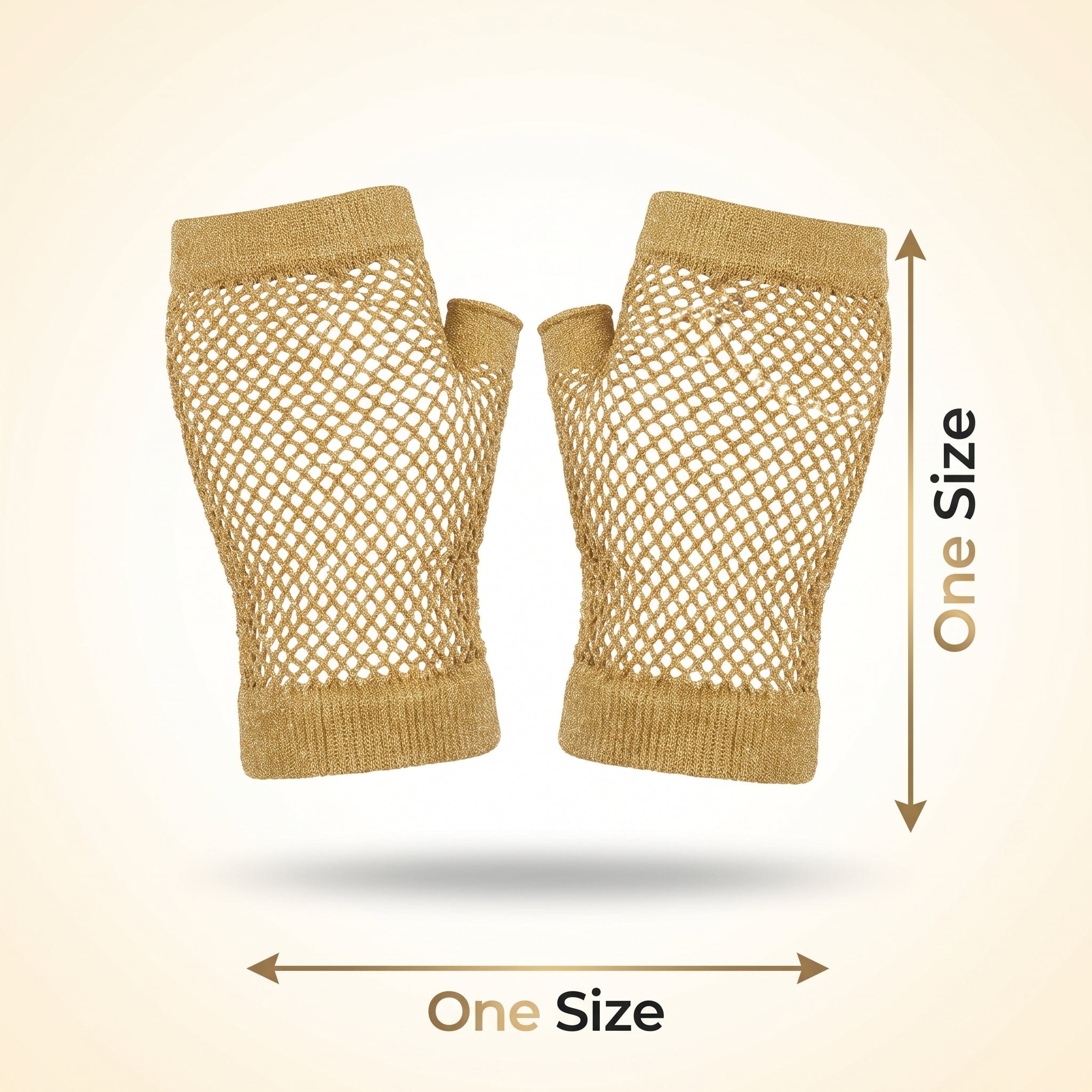Shimmering Gold Fishnet Gloves for Adults