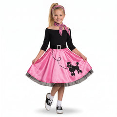 Girls' 1950s Miss Sock Hop Costume with Poodle Skirt & Accessories - Child S (4-6)