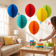 Vibrant Honeycomb Birthday Balloon Decorations
