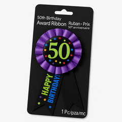 Festive 50th Birthday Award Ribbon