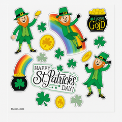 St. Patrick's Day Leprechaun Vinyl Window Clings - 17 Pack