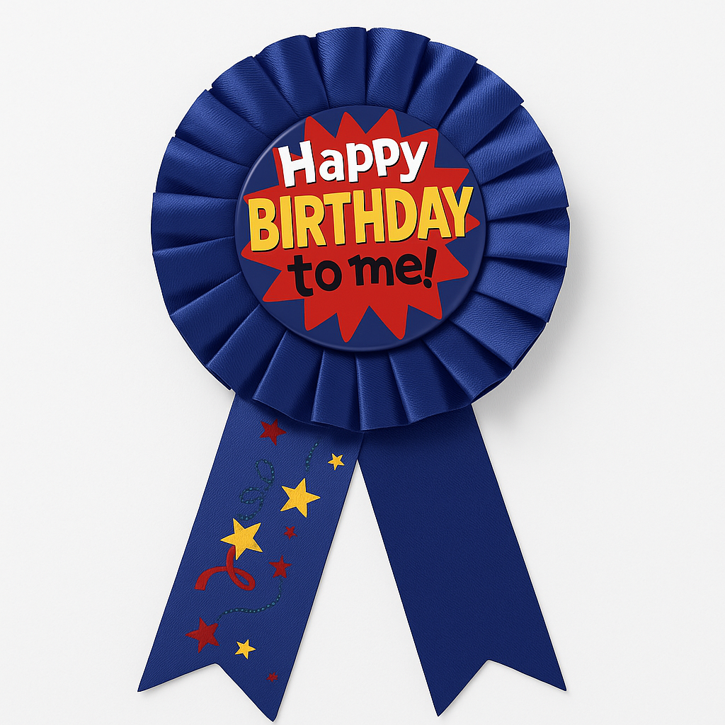 "Happy Birthday to Me!" Award Ribbon - Blue and Red