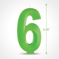 Festive Green Number 6 Birthday Candle, 5.25-Inch
