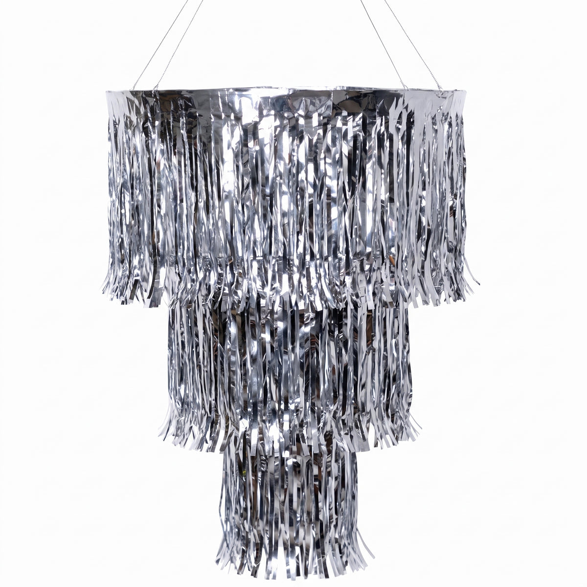 Silver Tinsel Disco Hanging Decoration