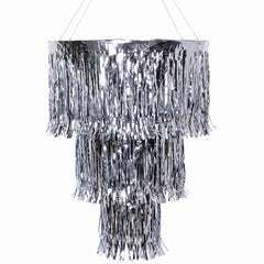 Silver Tinsel Disco Hanging Decoration