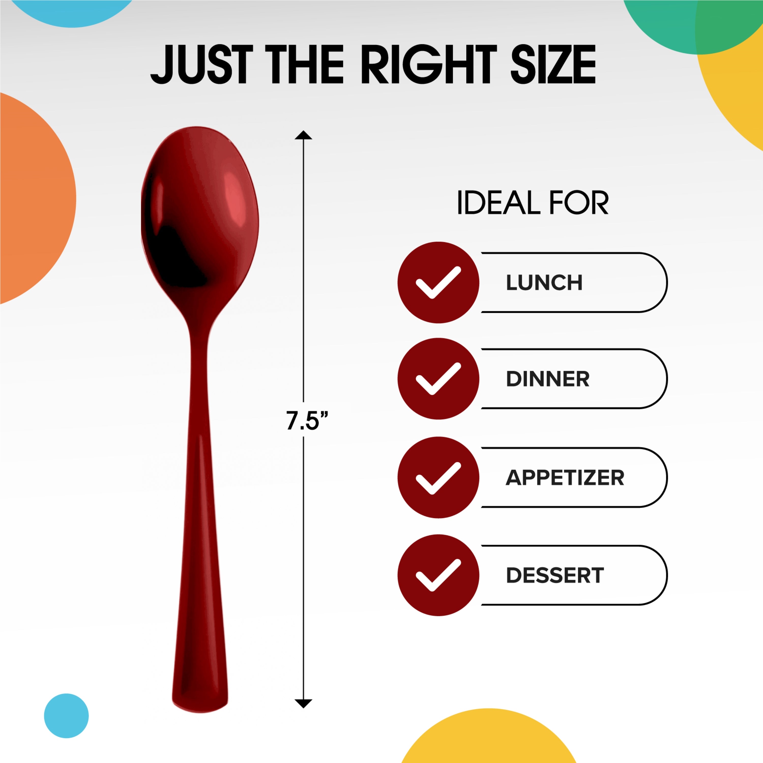 Burgundy Plastic Spoons | 25 Count