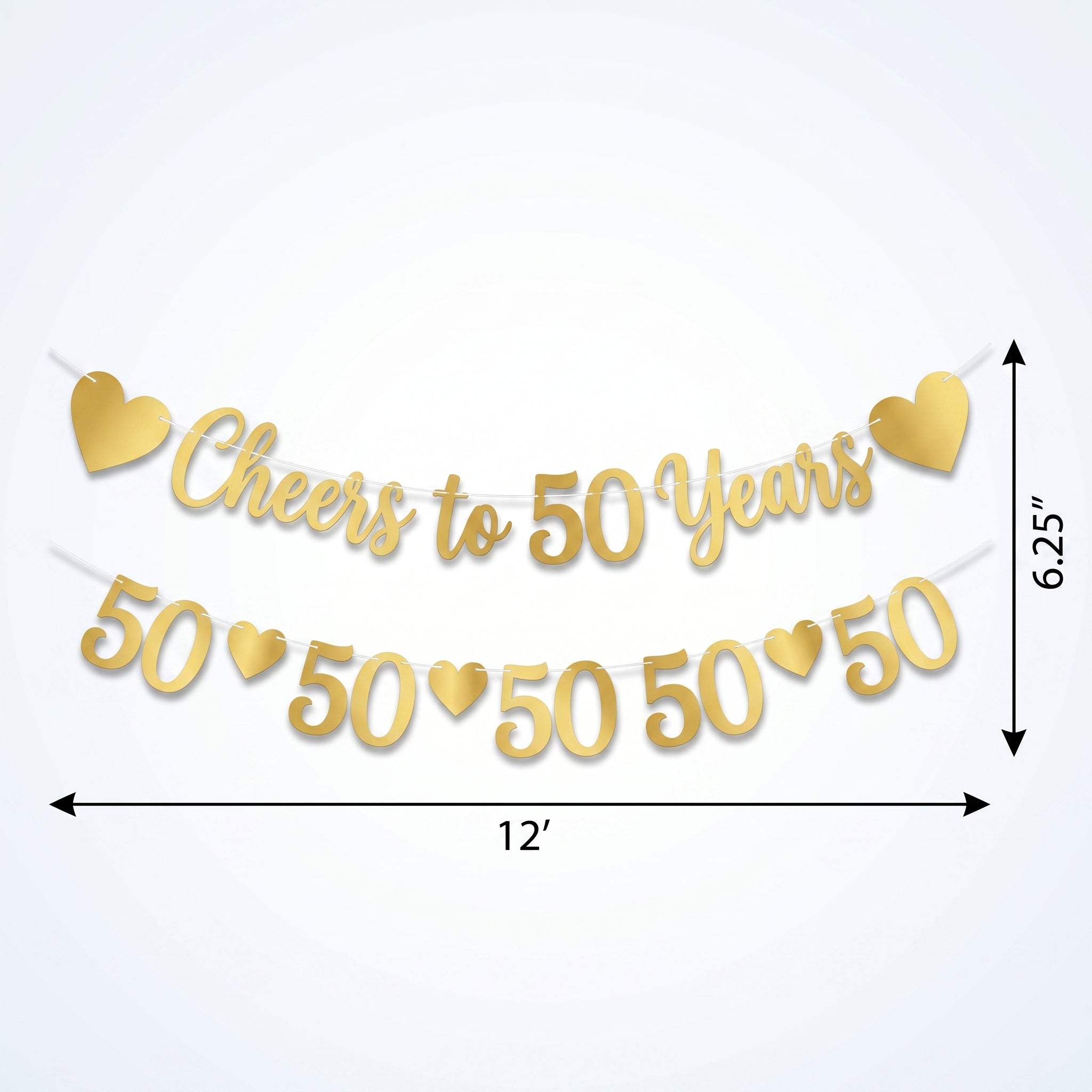 Elegant Gold "Cheers to 50 Years" Anniversary Banner Kit
