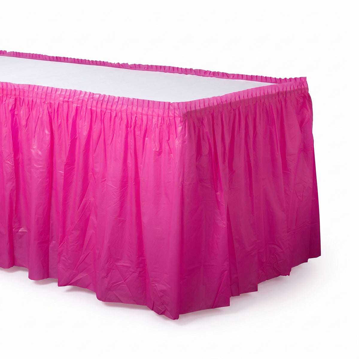 Bright Pink Plastic Table Skirt - 168" x 29"