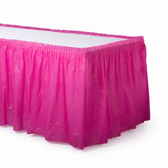 Bright Pink Plastic Table Skirt - 168" x 29"