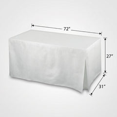 White Flannel-Backed Vinyl Fitted Table Cover, 72-Inch - 72 in.