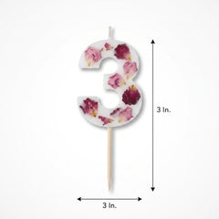 Ginger Ray Pressed Petal Number 3 Birthday Candle