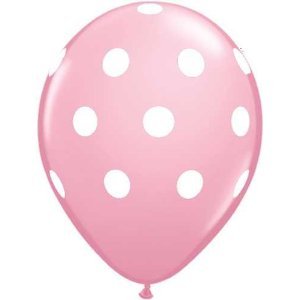 6ct, 12" Lt Pink Polka Dot Latex Balloon