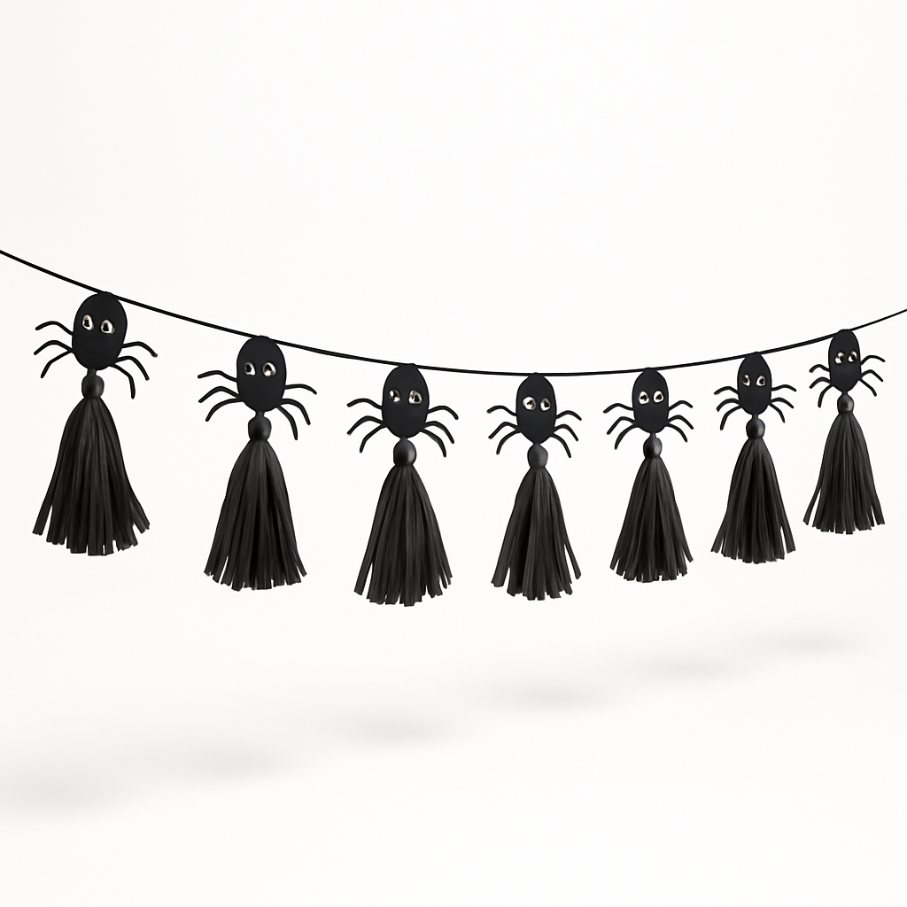 Friendly Spider Tassel Garland for Halloween Decor