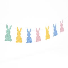 Easter Bunny Stuffed Garland Banner - Colorful Hanging Decoration, 8 ft