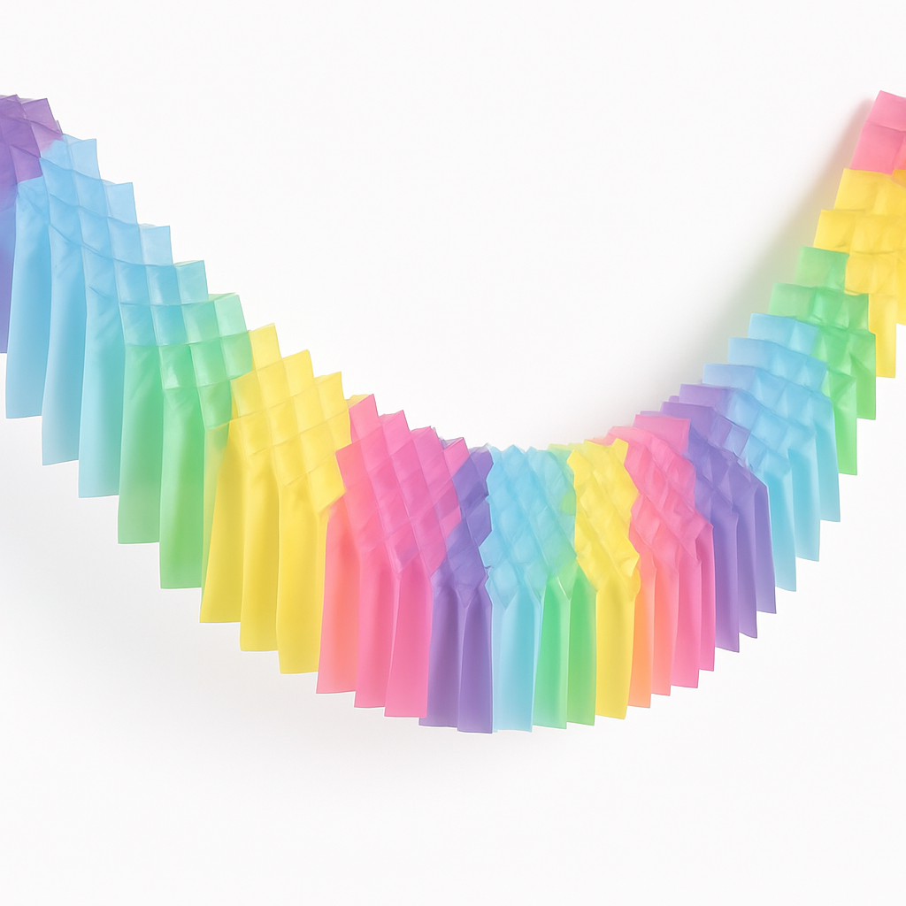 Pastel Rainbow Tissue Garland - 9 ft