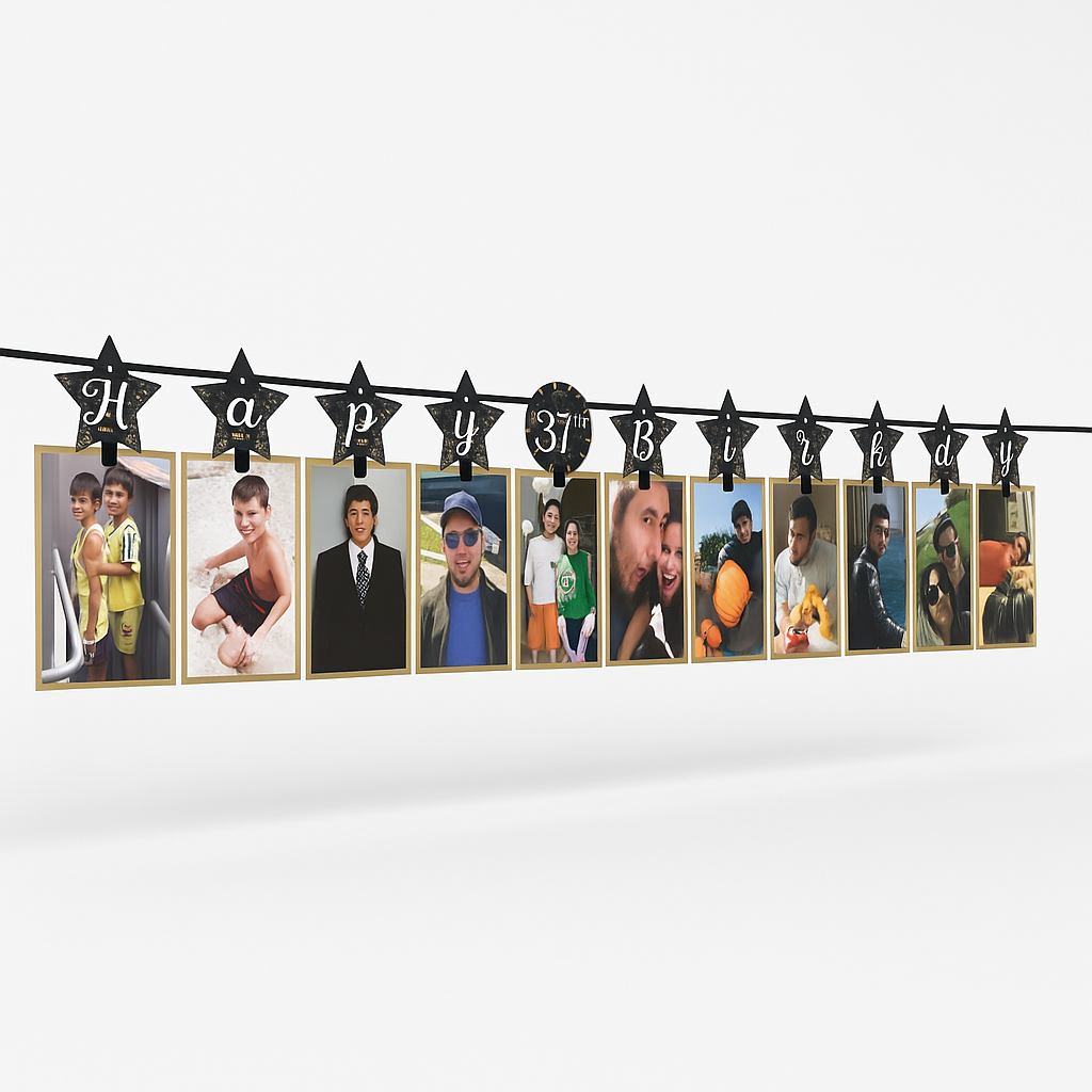 Sparkling Celebration Customizable Photo Garland Kit ‚Äì 12-ft Birthday Decoration