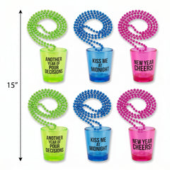 Light-Up New Year's Eve Shot Glass Necklaces, 6-Pack