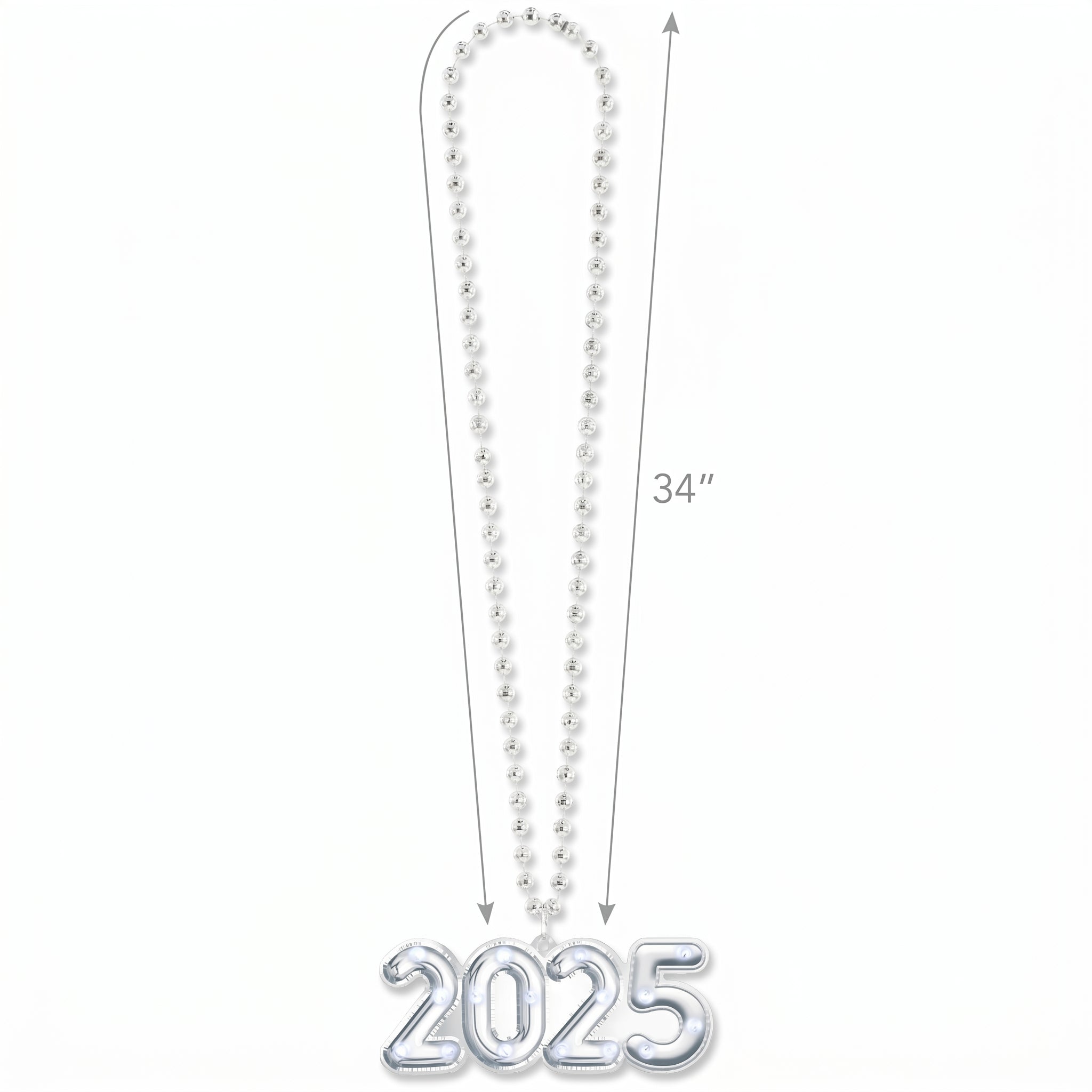 Light-Up "2025" Bead Necklace with LED Pendant for New Year's Eve