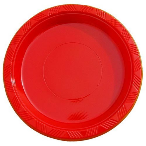 7 In. Red Plastic Plates | 15 Count