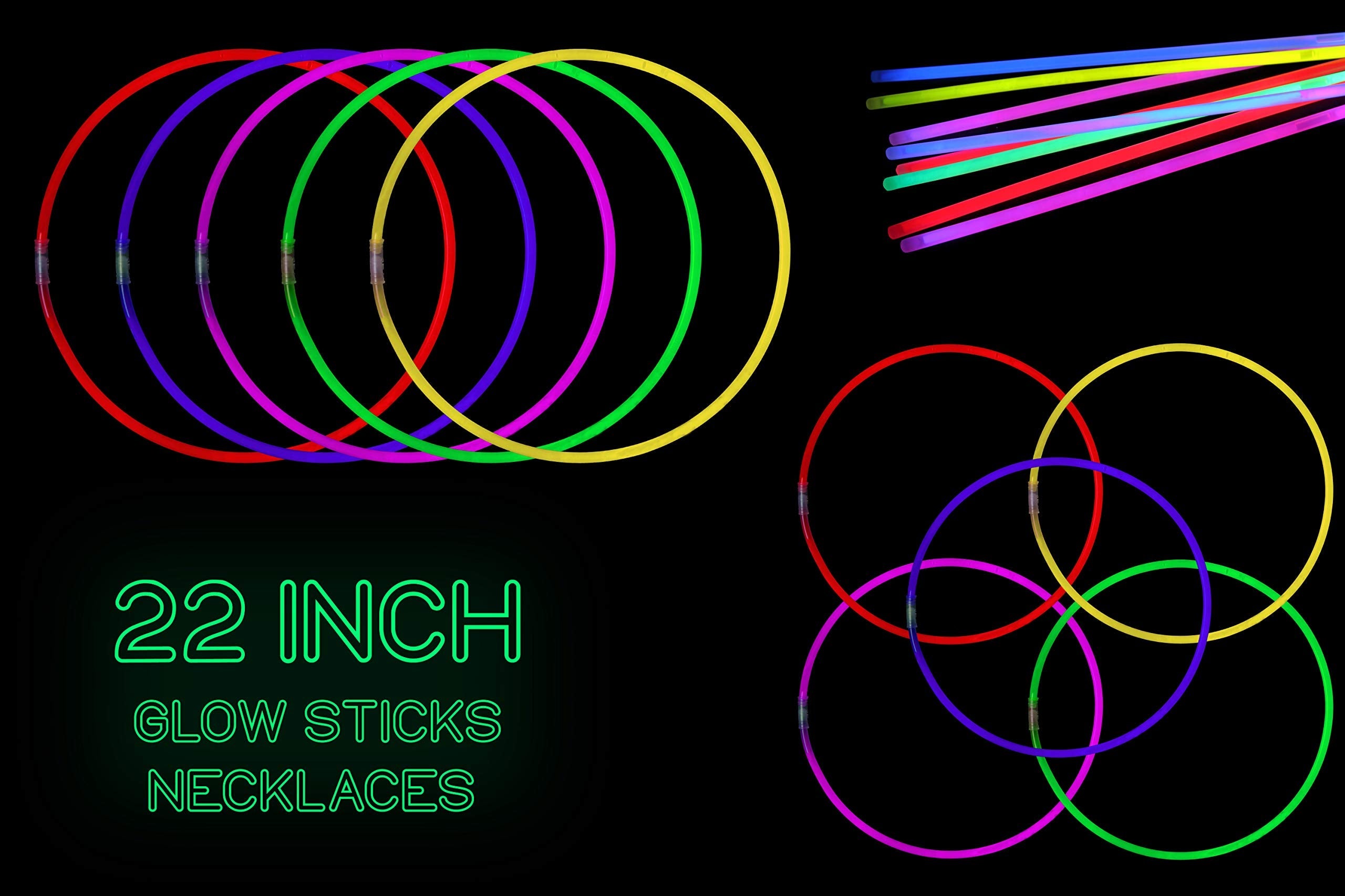 22 In. Assorted Glow Necklaces | Case of 1200