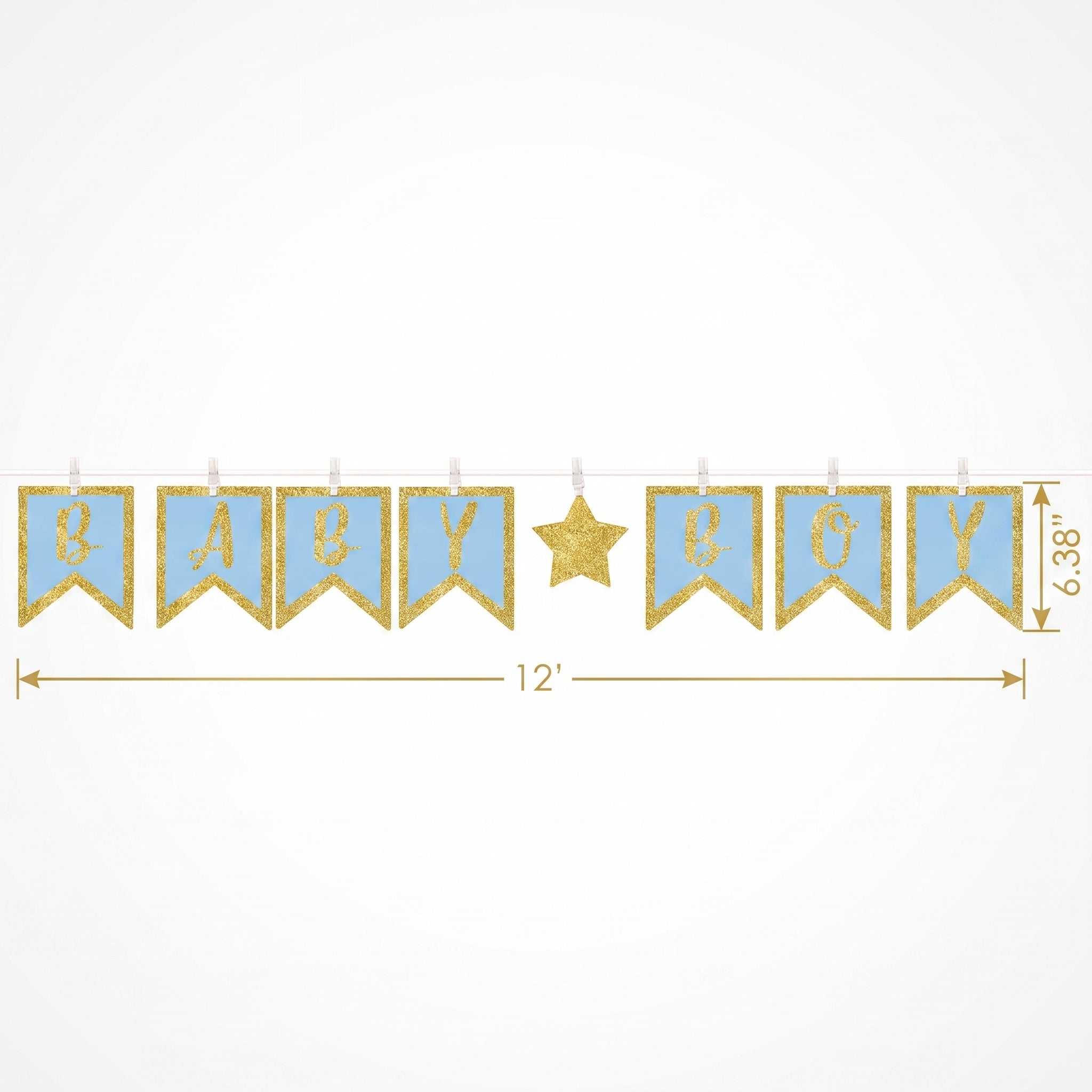 "Baby Boy" Glitter Clothespin Pennant Banner