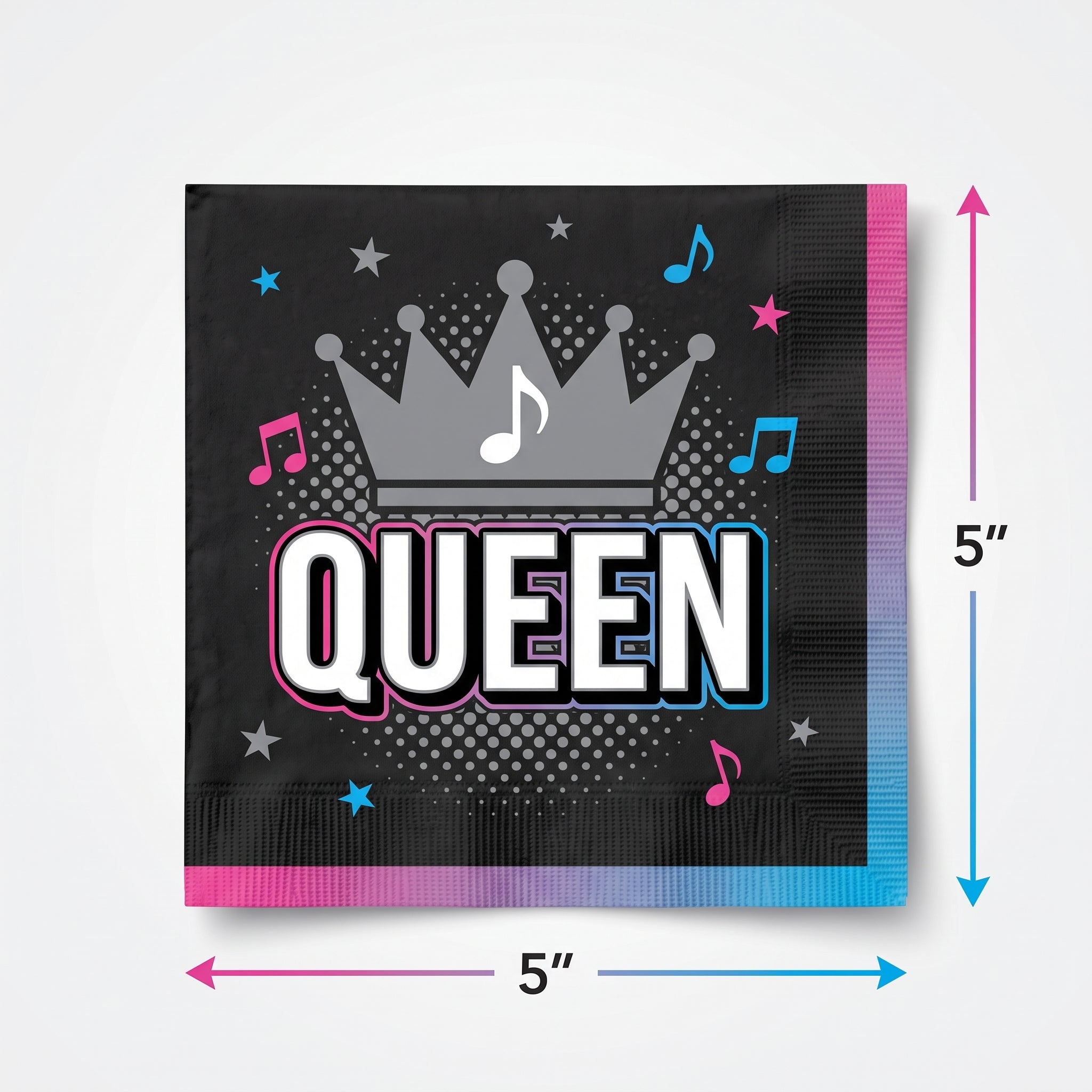 "Queen" Beverage Napkins - Internet Famous Design, 16-Pack - 5 In. X 5 In.