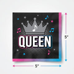 "Queen" Beverage Napkins - Internet Famous Design, 16-Pack - 5 In. X 5 In.