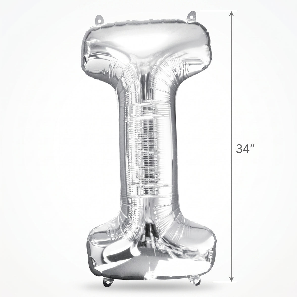 Silver Letter "I" Foil Balloon - Metallic Shine