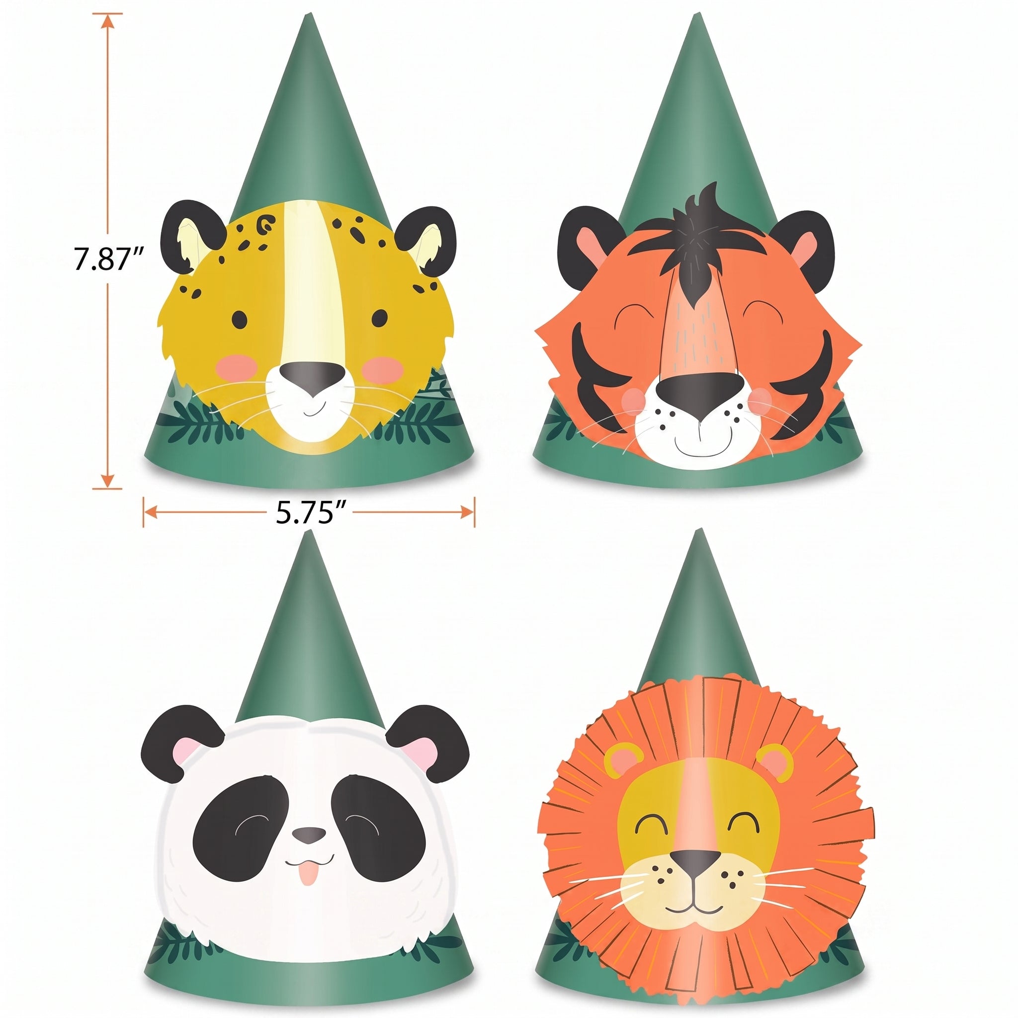 Wild Safari Cone Party Hats Multipack - Pack of 8