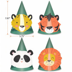 Wild Safari Cone Party Hats Multipack - Pack of 8
