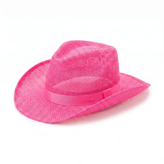 Bright Pink Straw Cowboy Hat - One Size