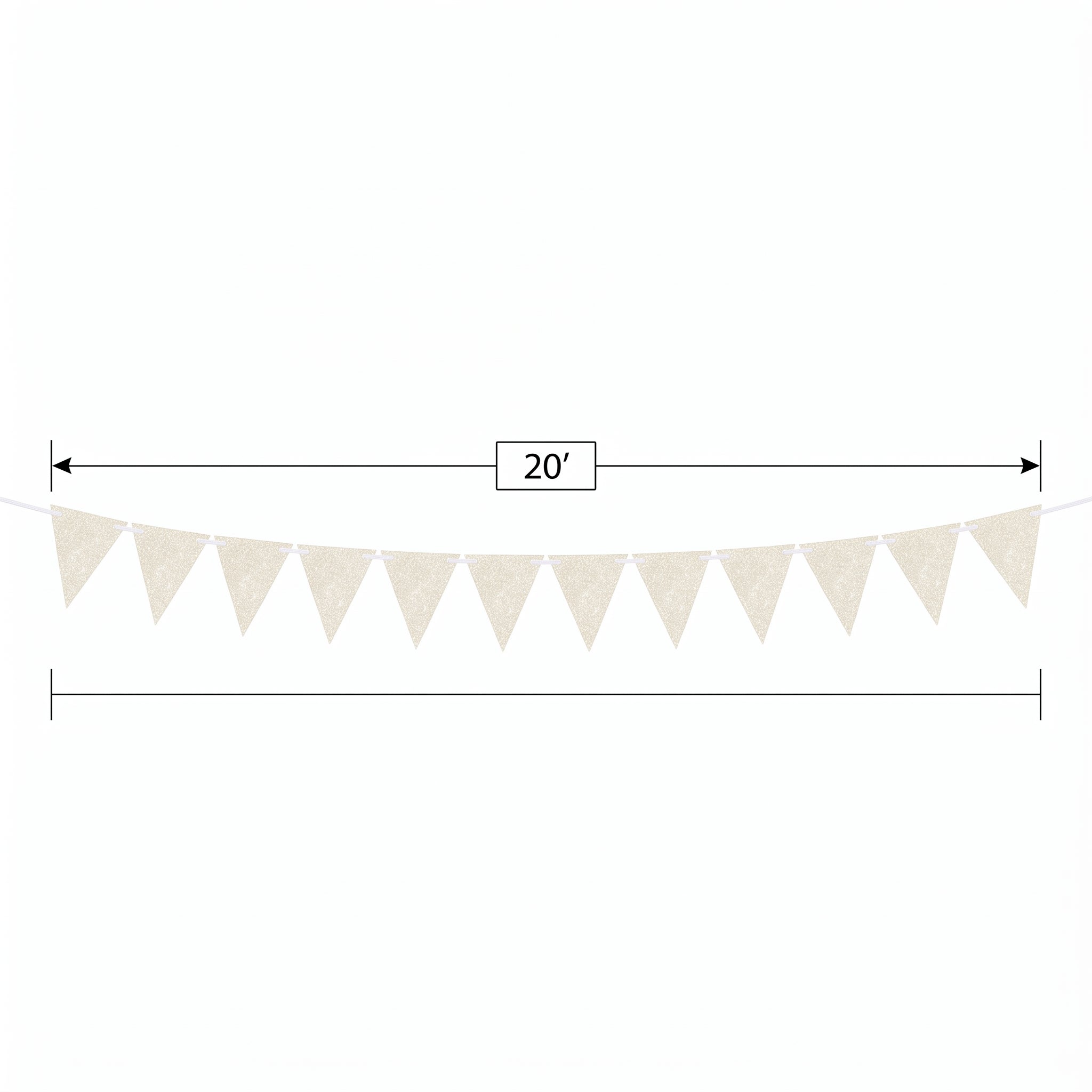 Customizable Glitter White Pennant Banner, 20 ft