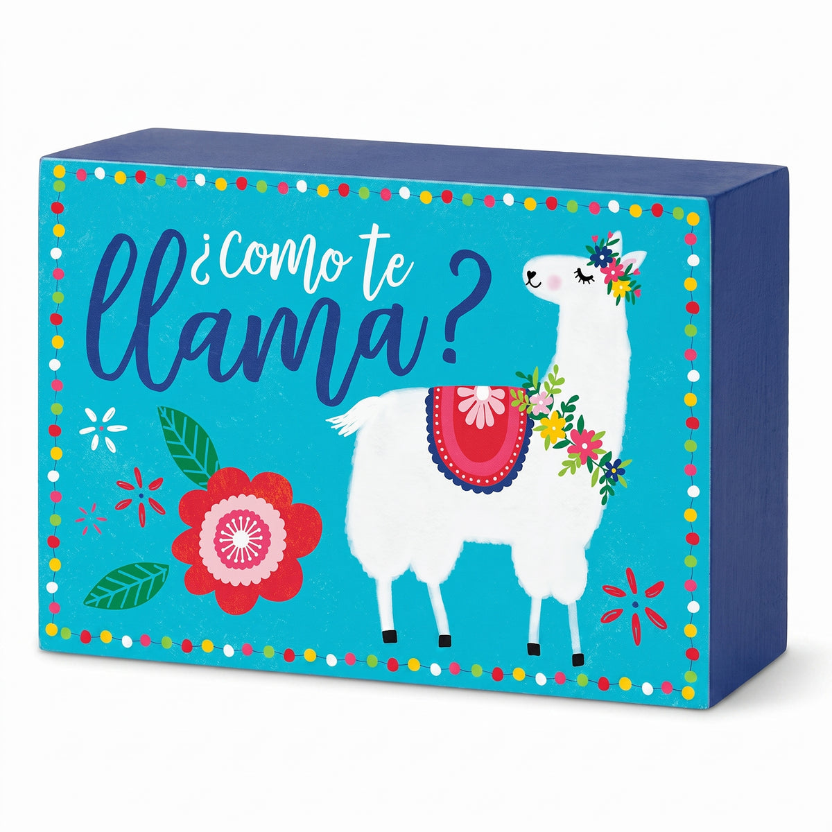 "Como Te Llama?" Llama Block Sign