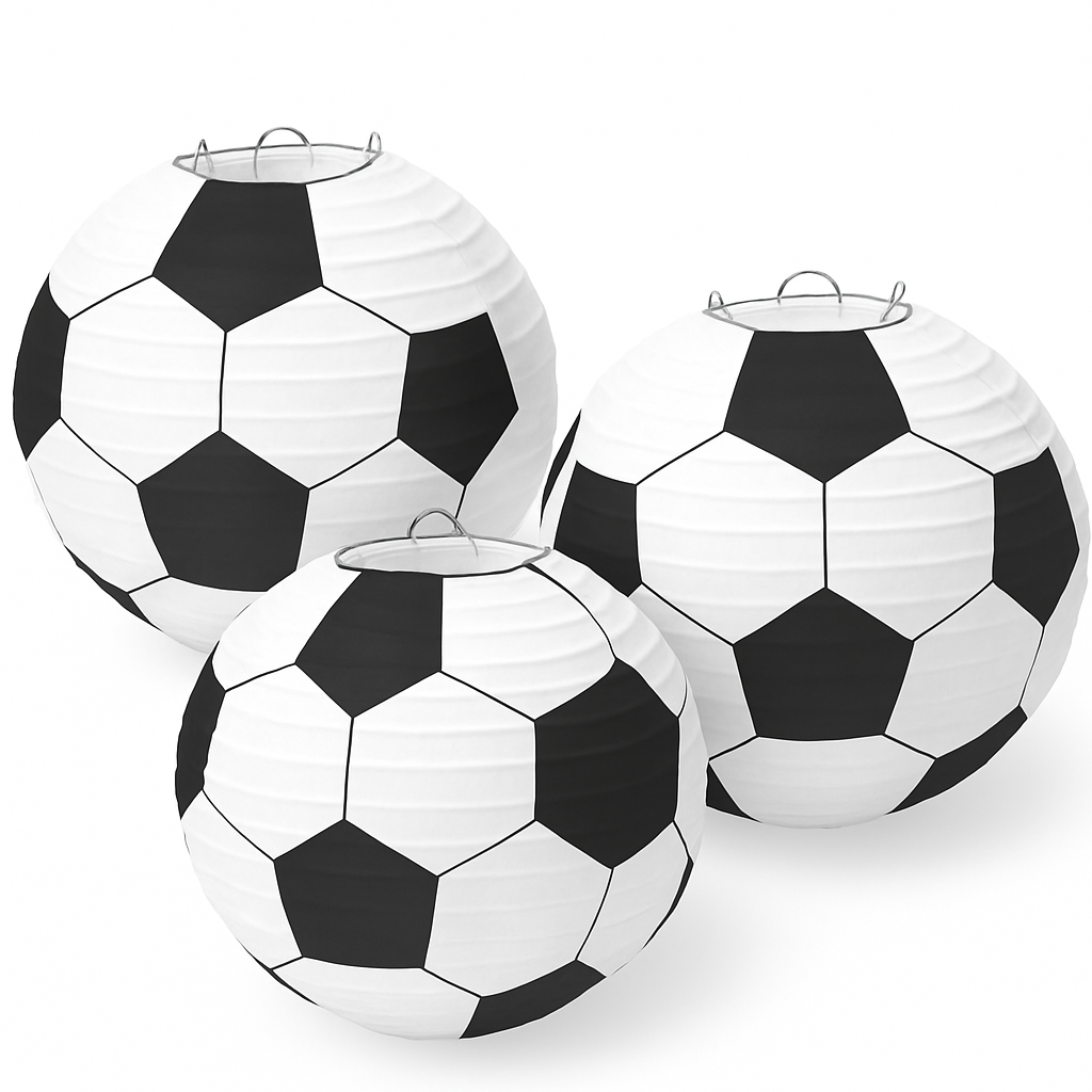 Soccer Paper Lantern Hanging Decorations - 13-Inch, 3-Pack