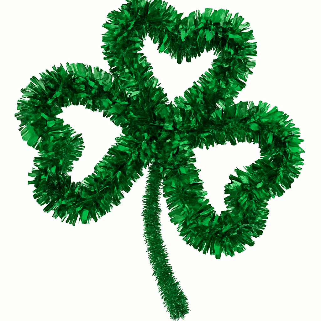 Festive Green Tinsel Shamrock Hanging Decoration, 14-Inch