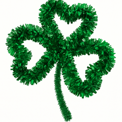 Festive Green Tinsel Shamrock Hanging Decoration, 14-Inch