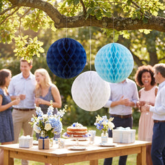 Elegant Blue Honeycomb Paper Decorations - 10" (3 Pack)