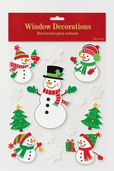 Festive Snowman Vinyl Window Decorations - 14-Pack