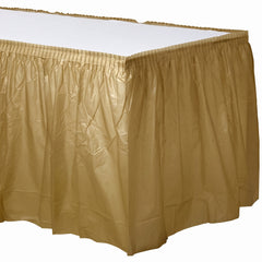 Elegant Gold Plastic Table Skirt - 168" x 29"