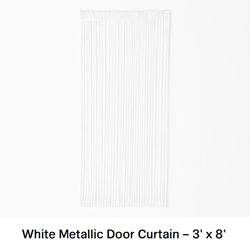 White Metallic Door Curtain ‚Äì 3' x 8'