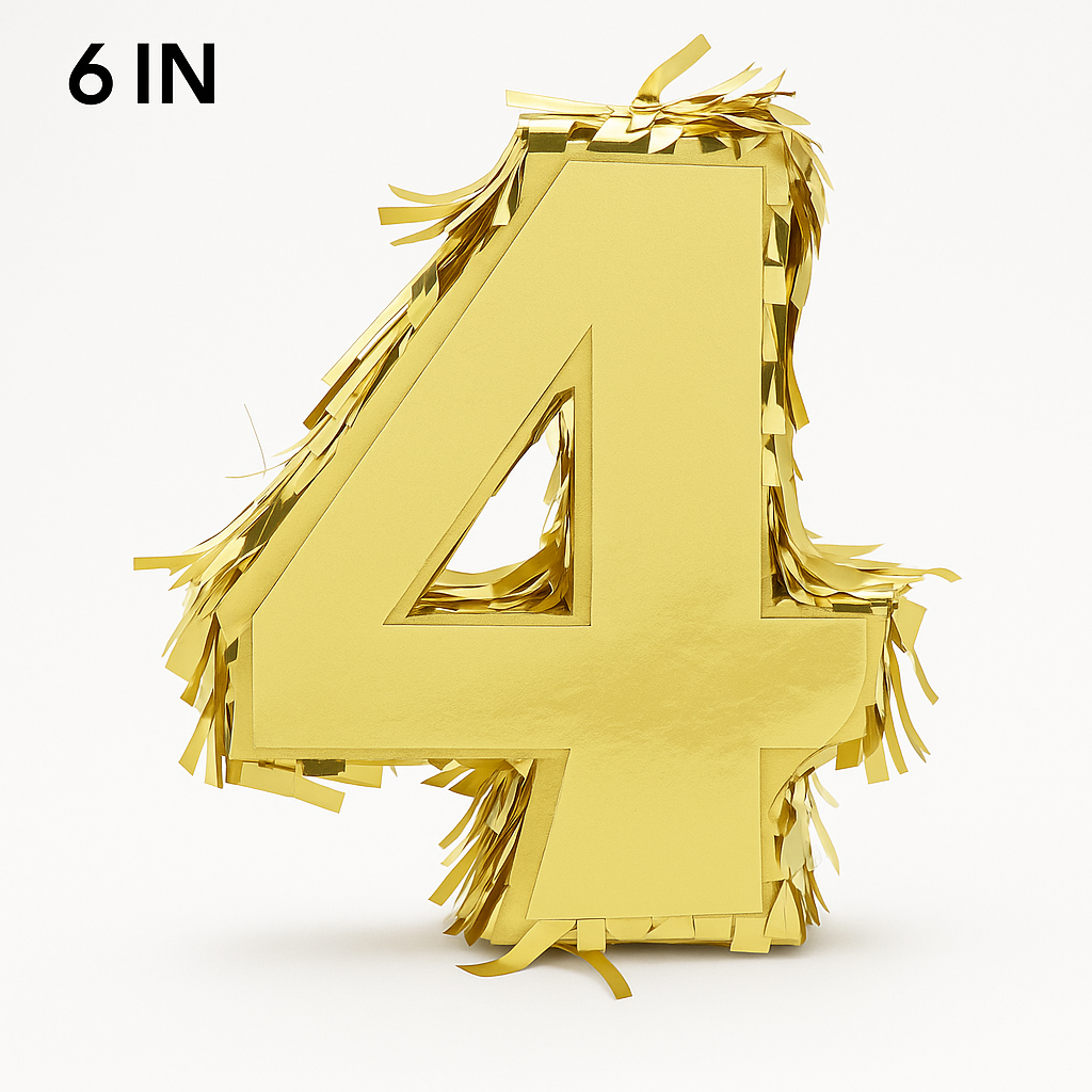 Metallic Gold Number 4 Mini Pinata Decoration - 6-Inch