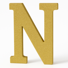 Glitter Gold Letter "N" Standing Block Sign