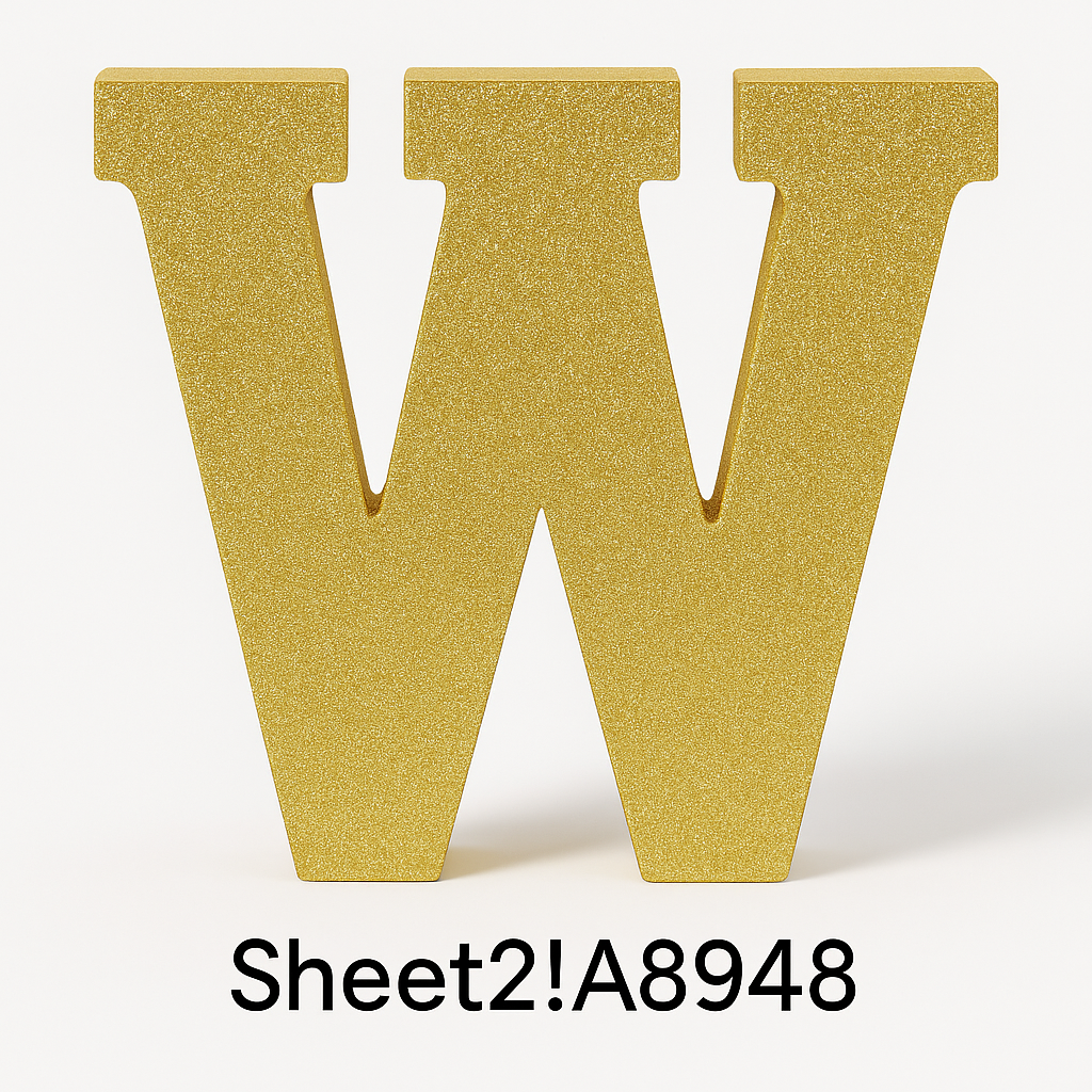 Glitter Gold Letter W MDF Sign - Hanging or Standing Decoration