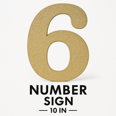 Glitter Gold Number 6 Sign - 10-inch Standing Decoration