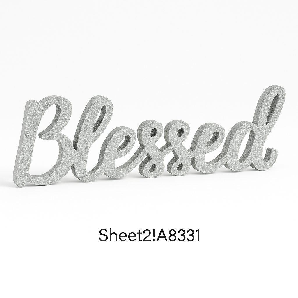 Silver Glitter "Blessed" Script Table Sign