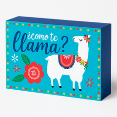 "Como Te Llama?" Llama Block Sign