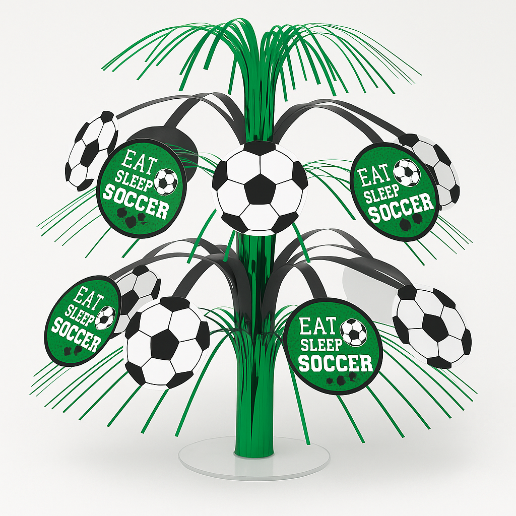 Soccer "Eat Sleep Soccer" Cascade Centerpiece Decoration, 14-Inch