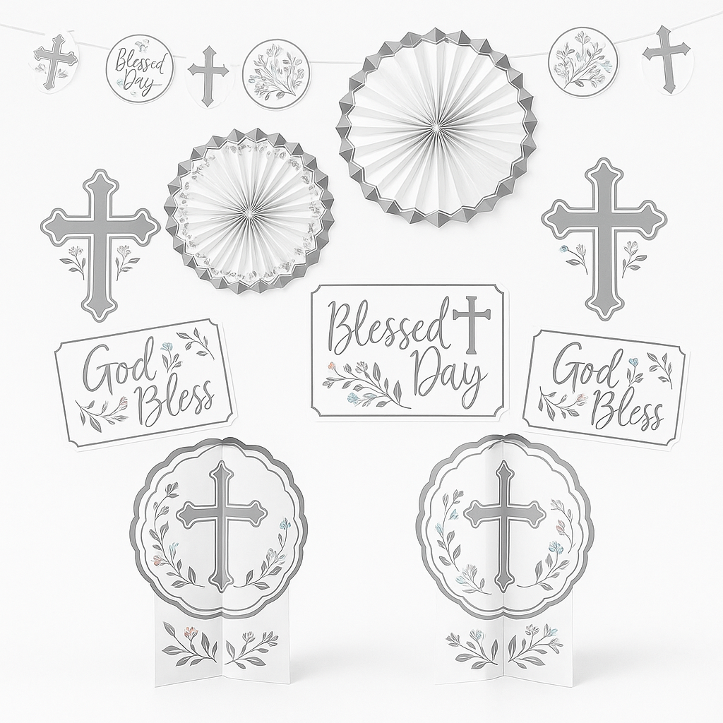 Silver Cross Holy Day Room & Table Decorating Kit - 10-Piece Set